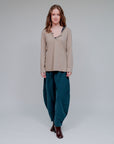 4 Pocket Tapered Hem Pants in Teal_Front