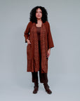 Eyelet Trim Long Duster in Coco_Front