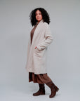 Lapel Collar Open Coat in Sand_Side