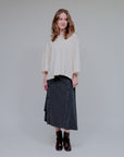 Ribbed Neck Raw Finish Top in Ivory_Front