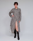Animal Print Maxi Shirt Dress in Ivory_Front