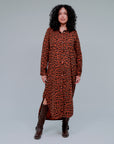 Animal Print Maxi Shirt Dress in Terra_Front