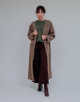 Fuzzy 2 Pocket Long Open Coat in Camel_Front
