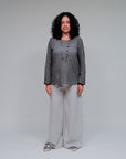 Mineral Wash Long Sleeve Tee in Charcoal_Front