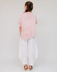 Frayed Neckline Assymetrical Top