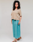 Button Hem Wide Leg