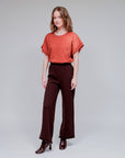 Slide Pockets, Raw Hem Pants in Coco_Side