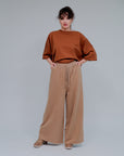 High Rise Pull On Pants in Camel_Front