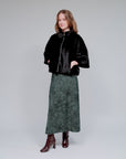 Zip Diagonal Lines Evening Short Jacket in Black_Side