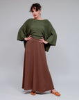 Boxy Short Sleeve Sweater in Olive_Front