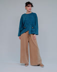 Envelope Pocket Artsy Top in Teal_Front