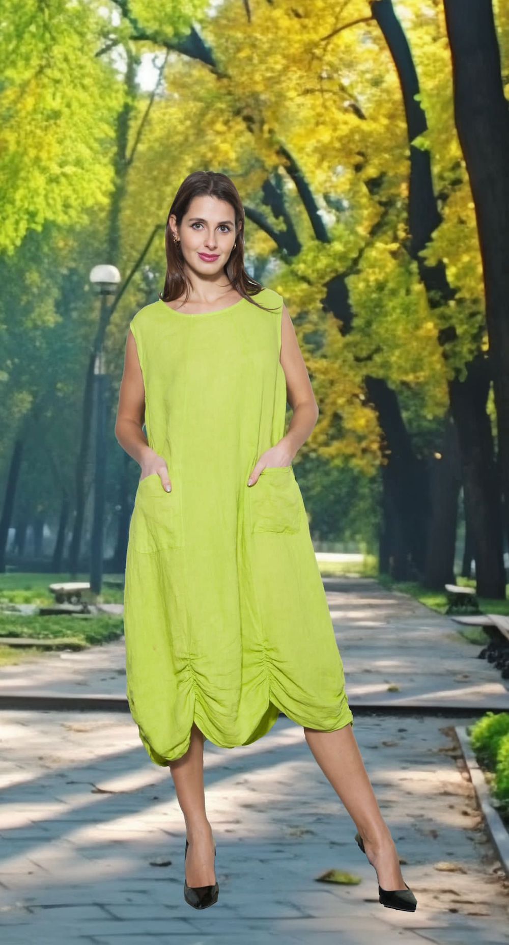 Lauria Dress in lime