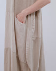 Sleeveless Bubble Dress Sand Side Pocket