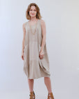 Sleeveless Bubble Dress Sand Front