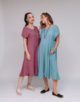 Fit & Flair Dress Berry and Seablue Front