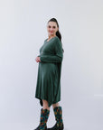 Bubble 2-Pocket Dress in Olive_Side