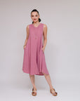 Sleeveless Flaire Dress Berry Front