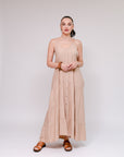 Thin Strap Button Sundress Camel Front