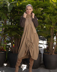 Cowl Neck Dress in Camel_Back