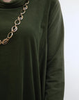 Mix Media Bubble Dress in Olive_Sleeve Detail