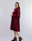 Mix Media Bubble Dress in Wine_Side