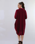Mix Media Bubble Dress in Wine_Back
