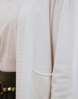 Open 2-Pocket Cardigan in Ivory_Sleeve Detail