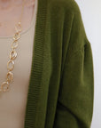 Open 2-Pocket Cardigan in Kiwi_Sleeve Detail