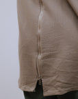 Zip Hi-Lo Hoody Sand_Zipper Detail