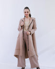 Zip Long Coat in Sand_Front