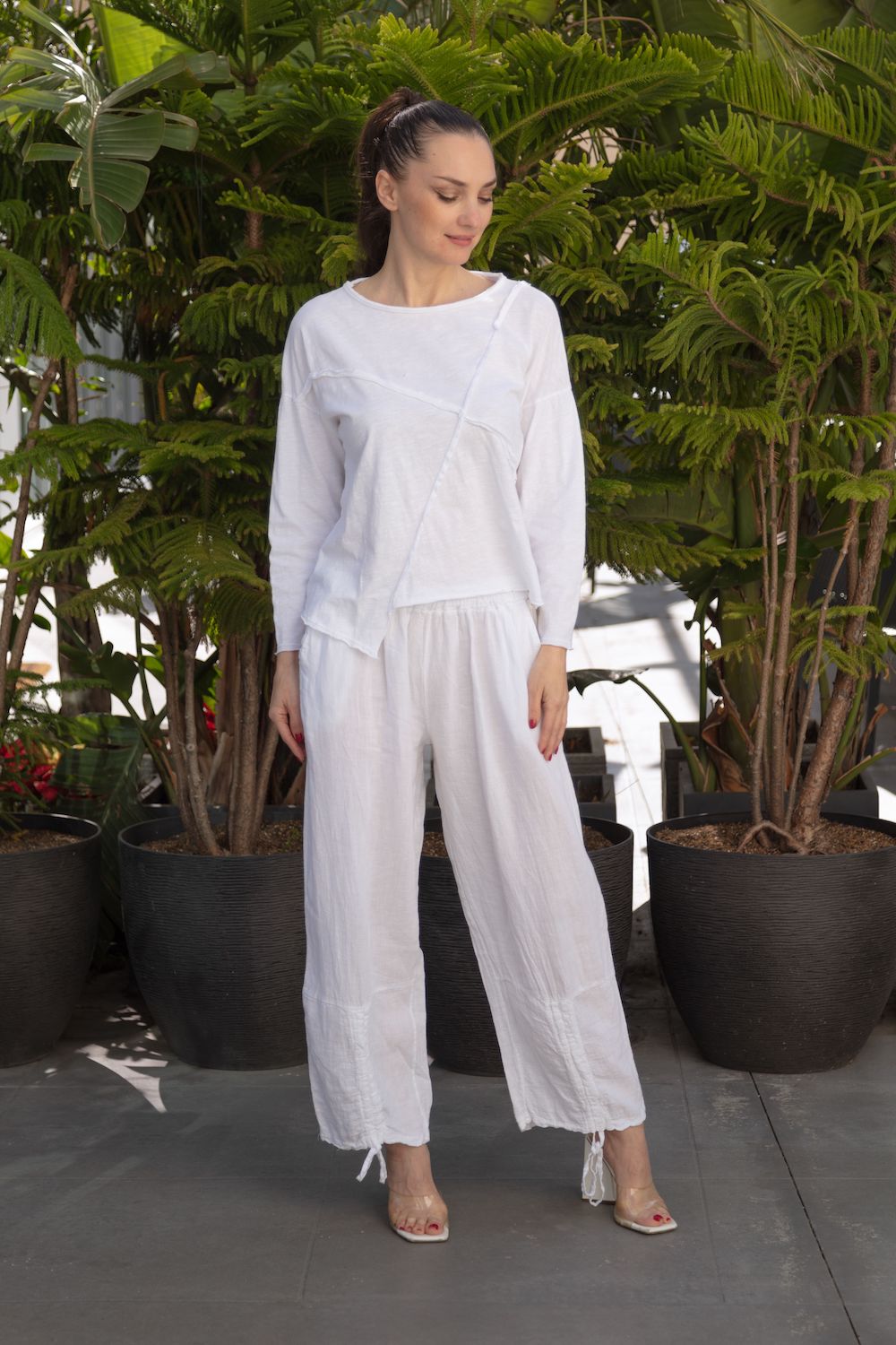 Drawstring Cuff Pants in white