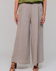 Half-Elastic Wide Leg Taupe Front