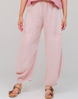 Gathered Hem Genie Pants Pink Front