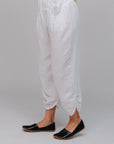 Side-Ruched Tapered Hem Pants White Side