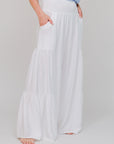 Tiered Palazzo Pants White Front