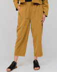 Tapered Hem Pants in Mustard_Front