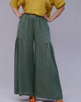 Front Pocket Shirred Pants Olive Front