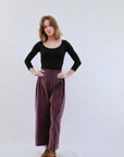 Side Pleat Velvet Pants Amethyst_Front