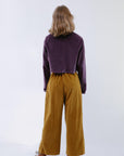 Side Pleat Velvet Pants Mustard_Back