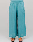 Wide Fit Pants Seablue Front