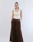 Wide Leg Pants W/Art Belt in Coco_Front