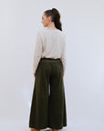 Saga Soft Waist Corduroy Pants Back View in Green