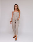 Stripe Front Tie Pantsuit Sand Front