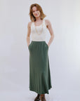 A-line Skirt in Olive_Front