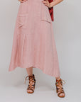 Midi 2-Different Pockets Skirt Pink Front