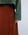 Button Maxi Skirt in Terra_Button Detail