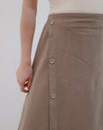 Button Maxi Skirt in Sand_Button Detail