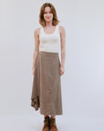 Button Maxi Skirt in Sand_Front