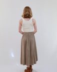Button Maxi Skirt in Sand_Back