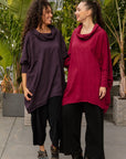 Amelia Cowl Neck Top in Purple (left) & Wine (right)